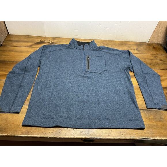 Mountain Hardwear Sweater Mens XL Blue Wool Blend 1/4 Zip Pullover Outdoors - Picture 1 of 16